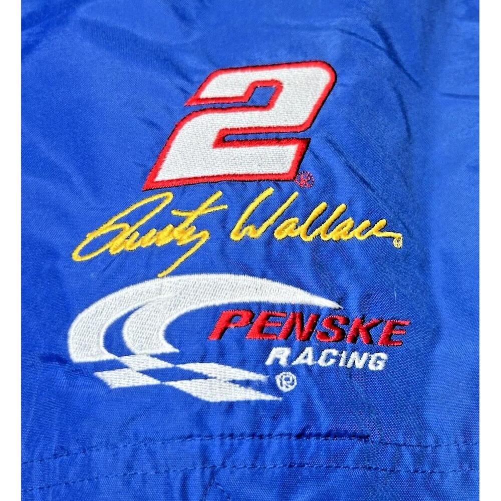 Rusty Wallace Puffer Coat Mens‎ Size XXL Blue Penske Racing Vintage #2 Nascar